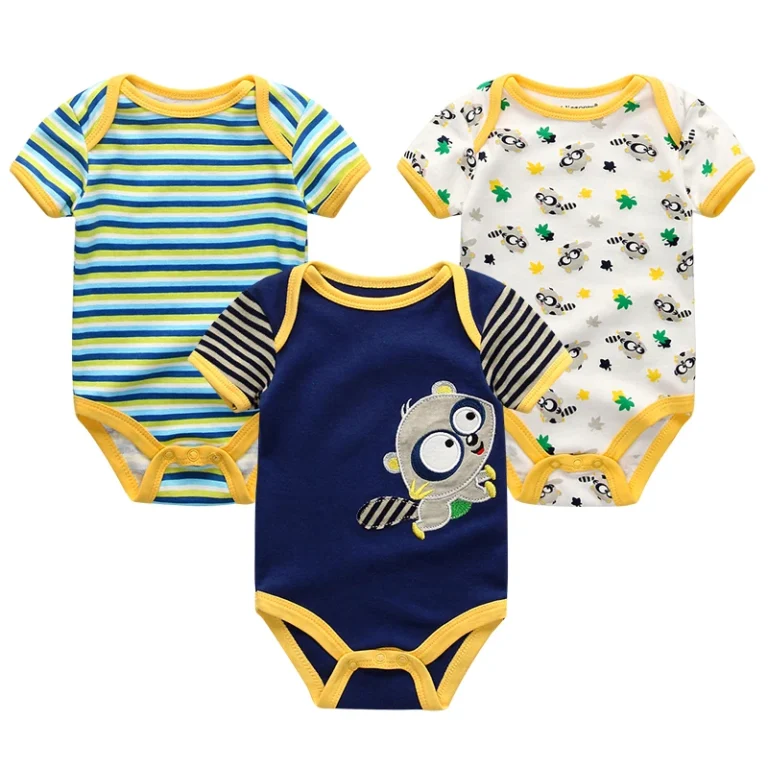 "Ensembles de body-broderies colorés pour bébés" (Colorful embroidered baby bodysuits set)