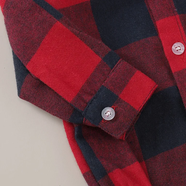 "Chemise-combi plaid garçon, doux et élégant de qualité" (Onesie-shirt plaid boy, soft and elegant quality)