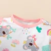 "Barboteuse bébé fille koala, robuste et colorée" (Onesie girl baby koala, sturdy and colorful) or"Barboteuse bébé fille à thème koala, avec chaussures blanches" (Onesie girl baby with koala theme, with white shoes)or"Barboteuse bébé fille confortable, dans un environnement végétal" (Onesie girl baby comfortable, in a green environment)
